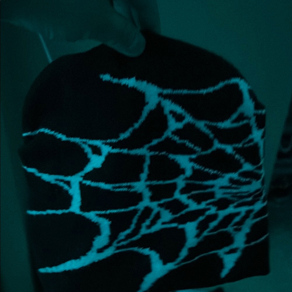 Black and White Spider Web Beanie used